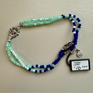 NWT Fifth Avenue Collection JAC Ocean Lover Beaded Bracelet Blue Seafoam Teal